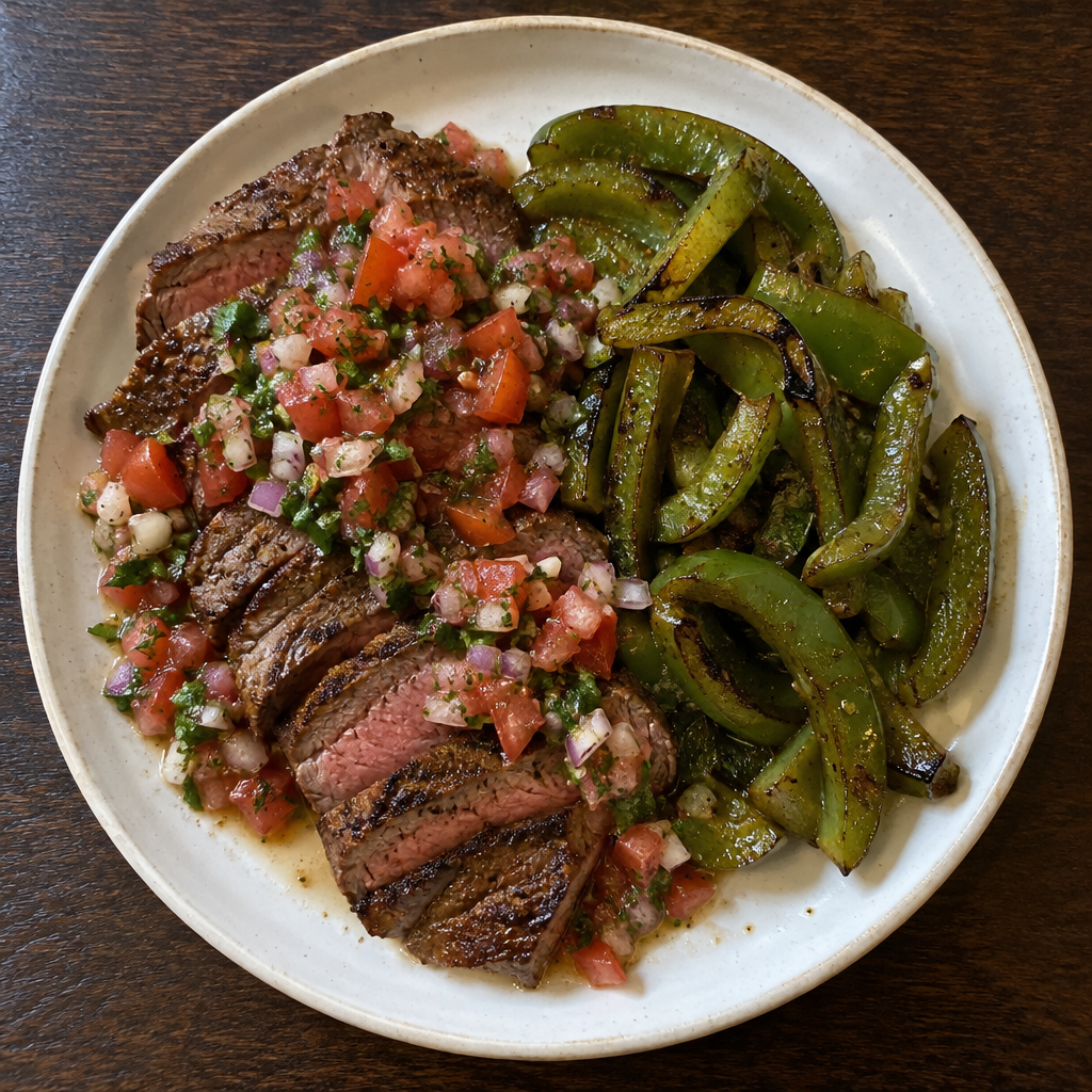 Chilean-Inspired Steak with Pebre & Peppers
